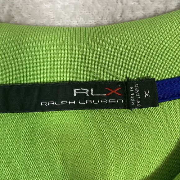 RLX Ralph Lauren Polo Shirt Mens Medium Green Striped Golf Performance - Picture 3 of 6